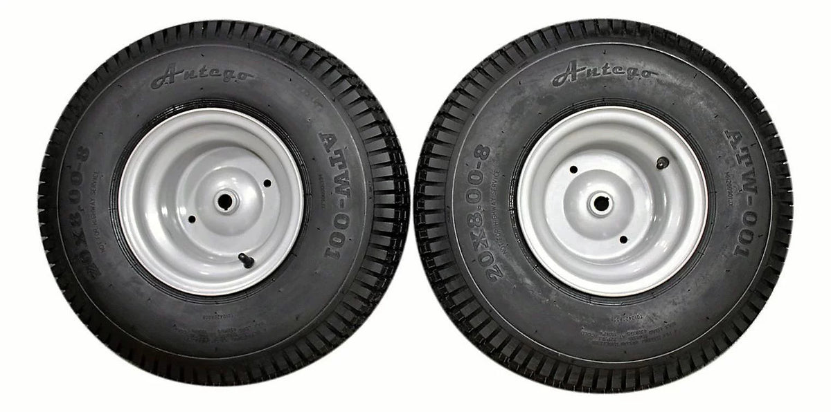 20x8.00-8 4 Ply Lawn & Garden Mower Tires & Wheels Set of Two H5704