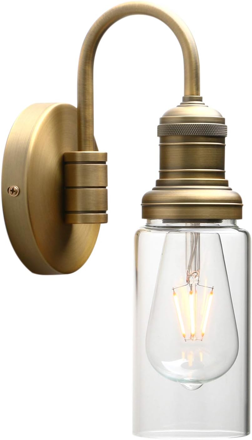 Vintage Gooseneck Wall Sconce with Clear Glass Shade Q10139
