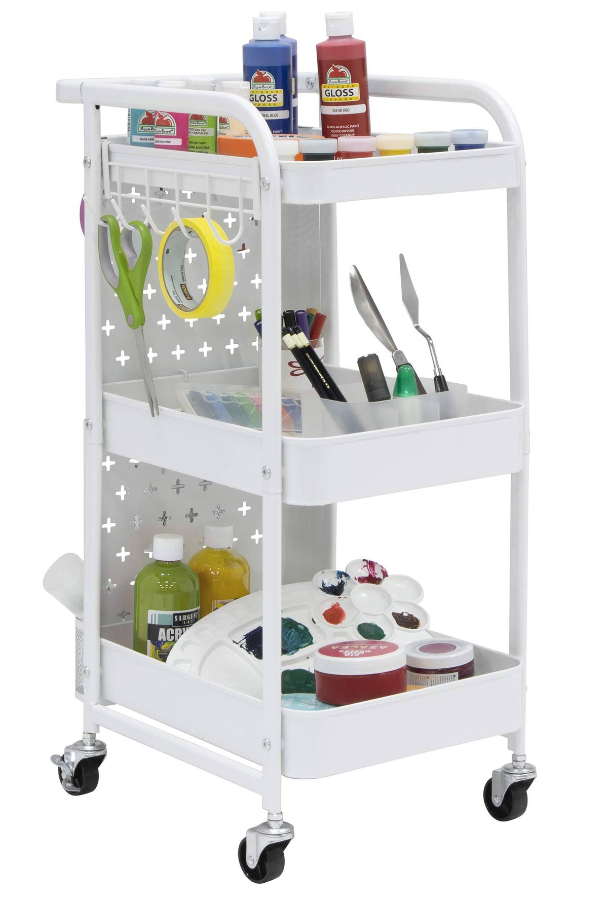 3-Tier Metal Utility Cart - White D123705