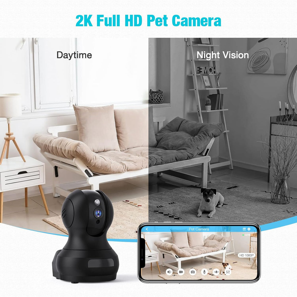 2K HD WiFi Pet Camera with Night Vision R654
