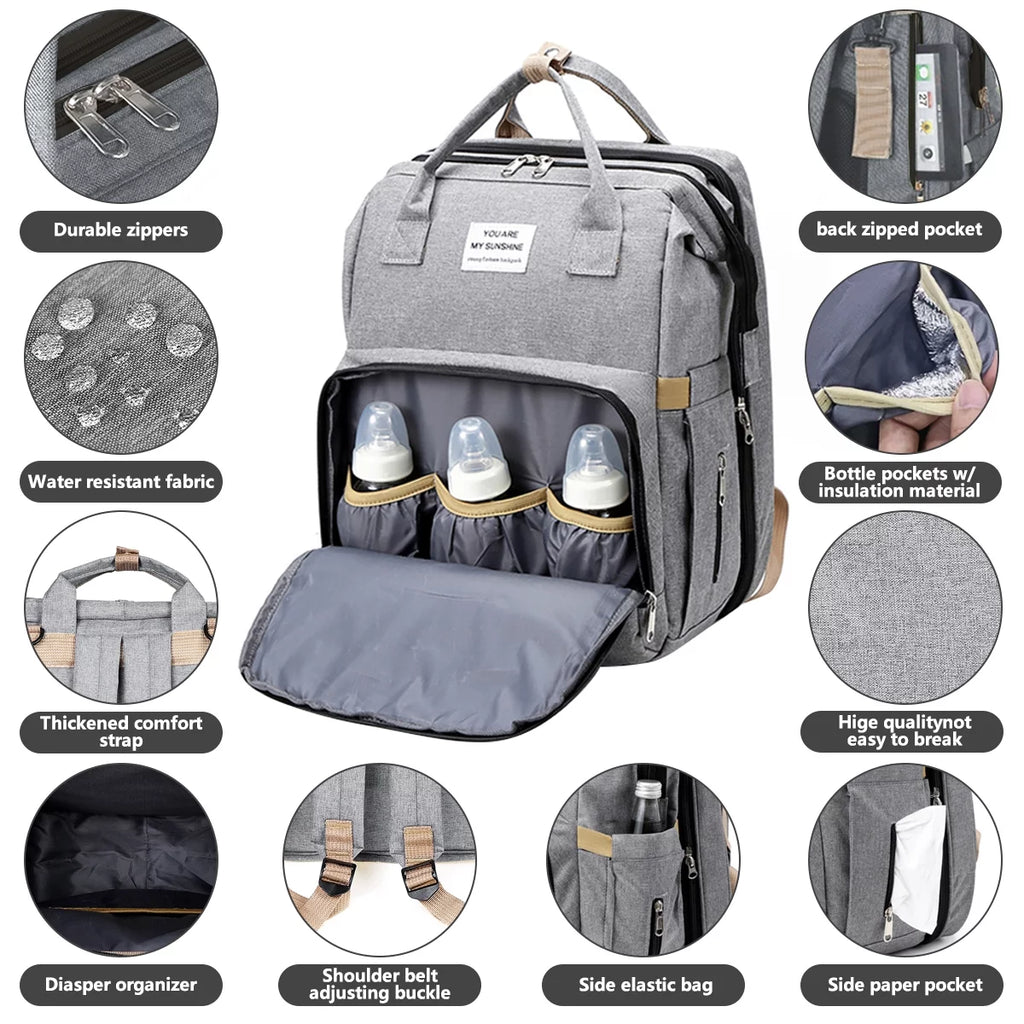 Waterproof 3 in 1 Diaper Bag Backpack with Changing Pad V220