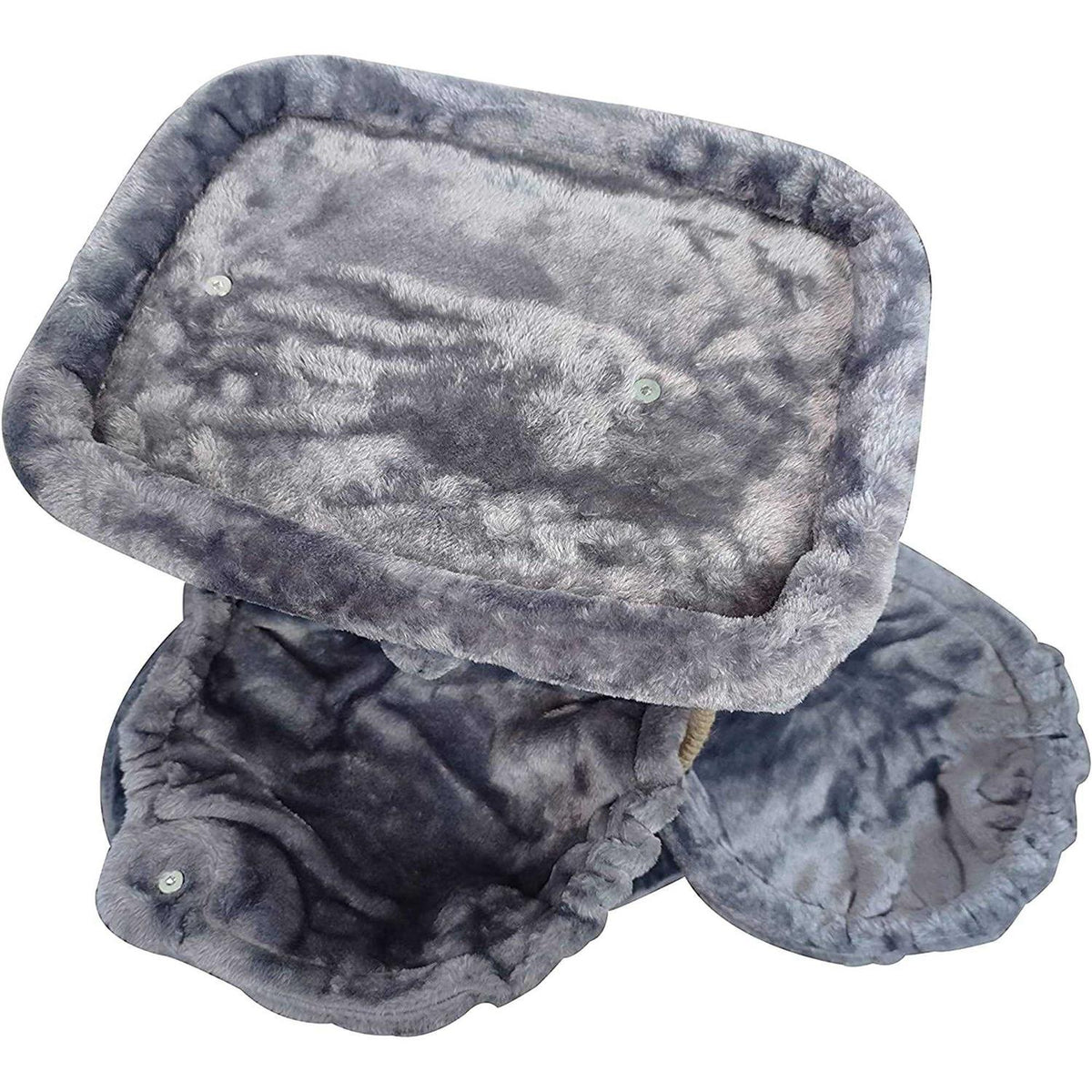 Three Layer Cat Tree with Cat Condo and Two Hammocks, Grey J39230