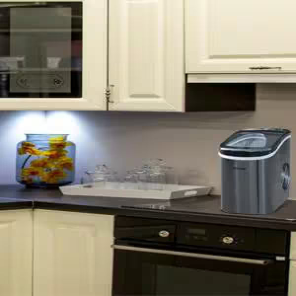 Portable Counter Top Ice Maker in Black Stainless A58183