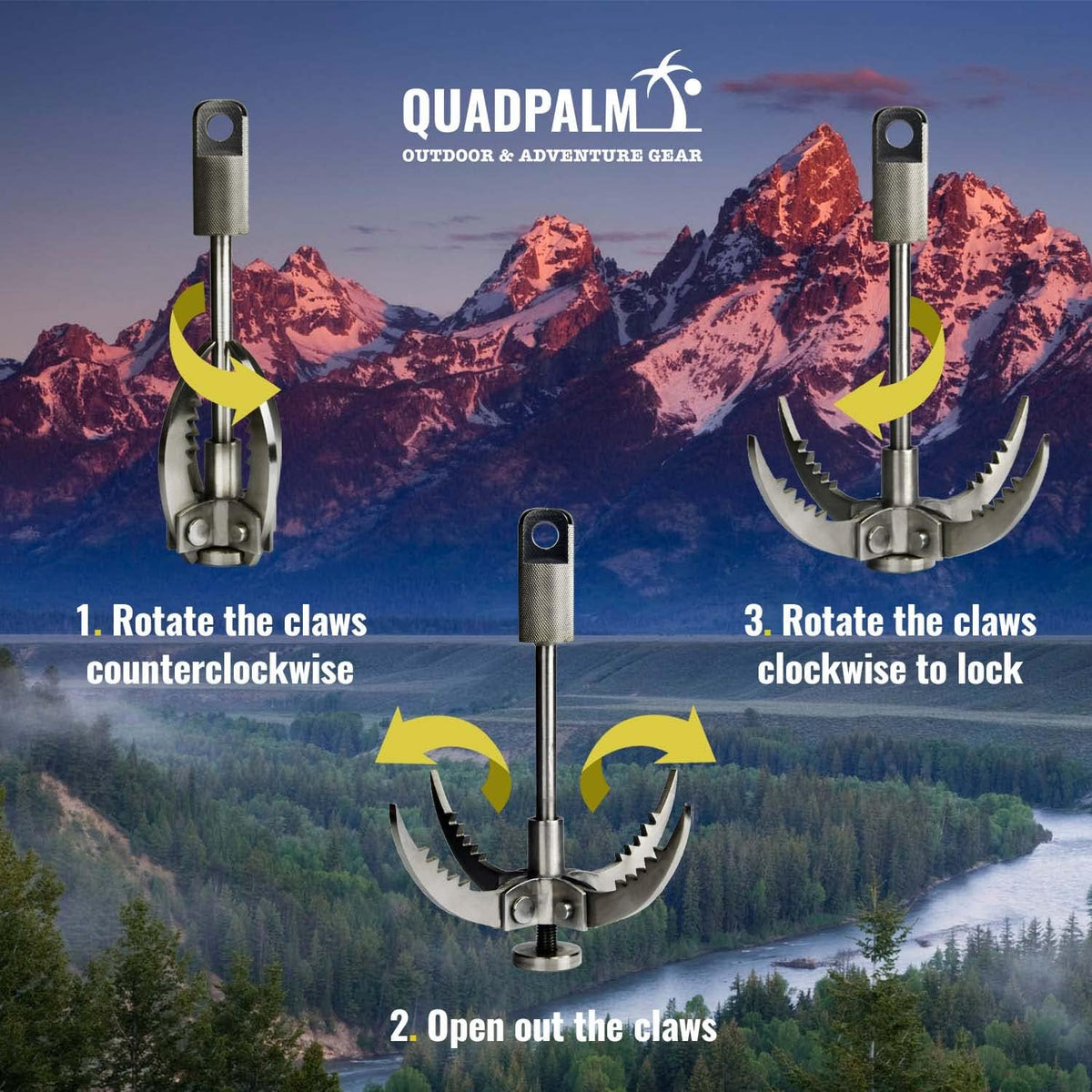 Grappling Hook and Rope 10M Heavy Duty Folding Claws K680