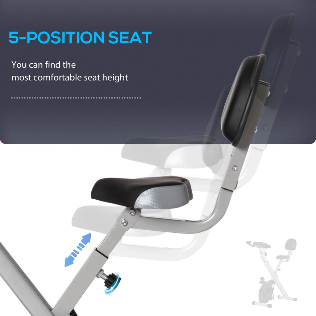 Folding Upright Stationary Exercise Bike with 8 Levels of Magnetic Resistance U7708