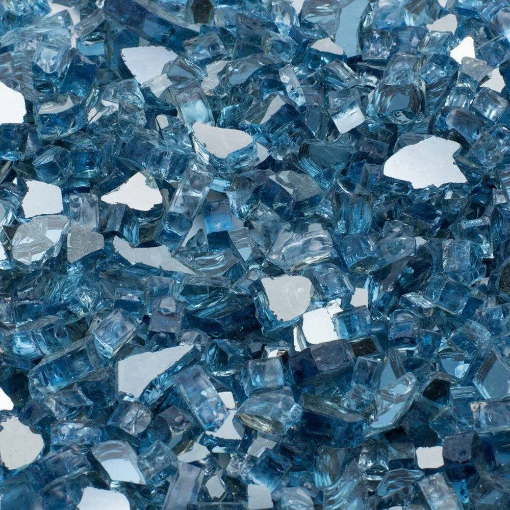 25 lb Sky Blue Reflective Tempered Fire Glass D7641