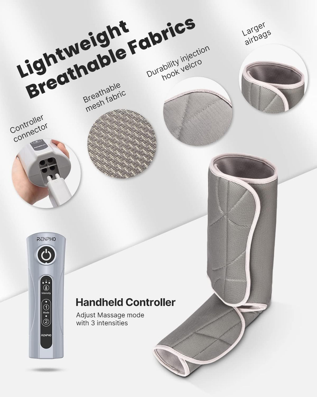 Leg Massager with Handheld Controller 3 Intensity 2 Modes T22346