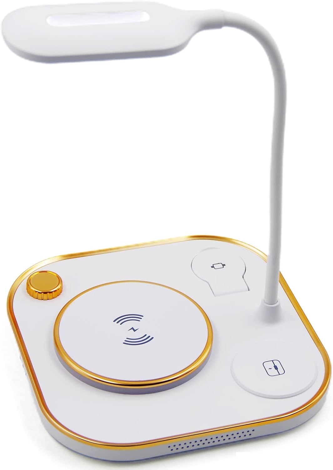 LED Desk Lamp with Wireless Charger, Stepless Dimming, Adjustable Arm, White B942