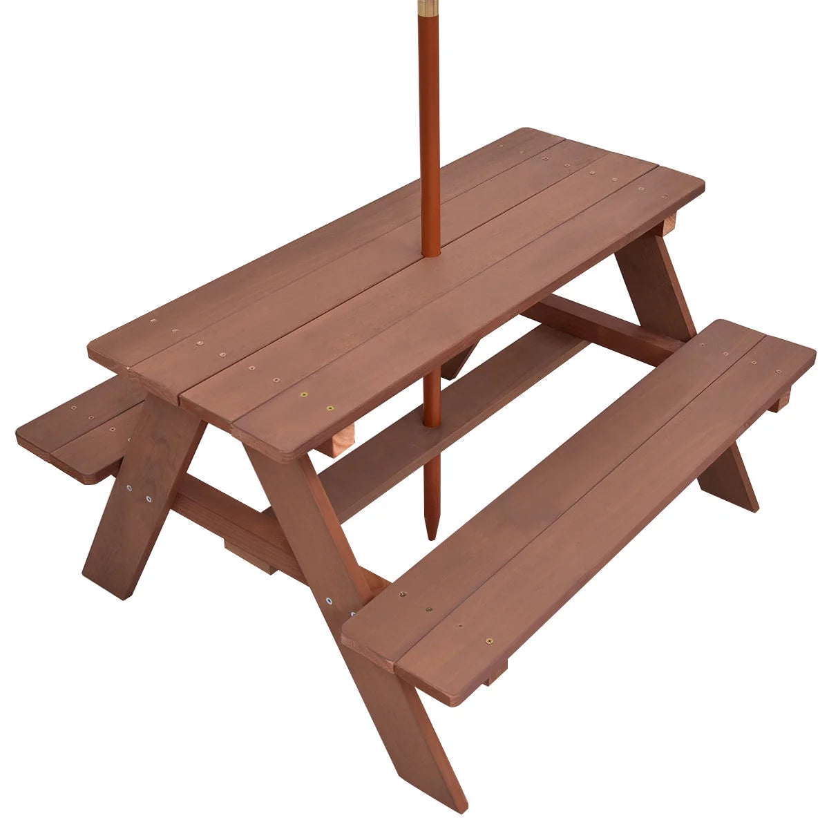 Children Outdoor 4 Seat Kids Picnic Table Bench with Folding Umbrella Z801