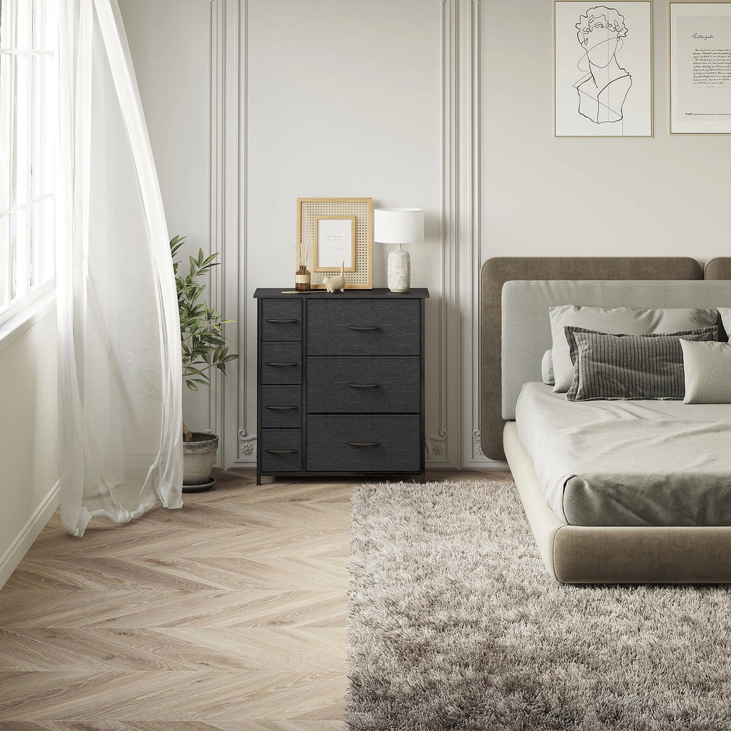 Light Gray 7 Drawer Fabric Dresser N4951