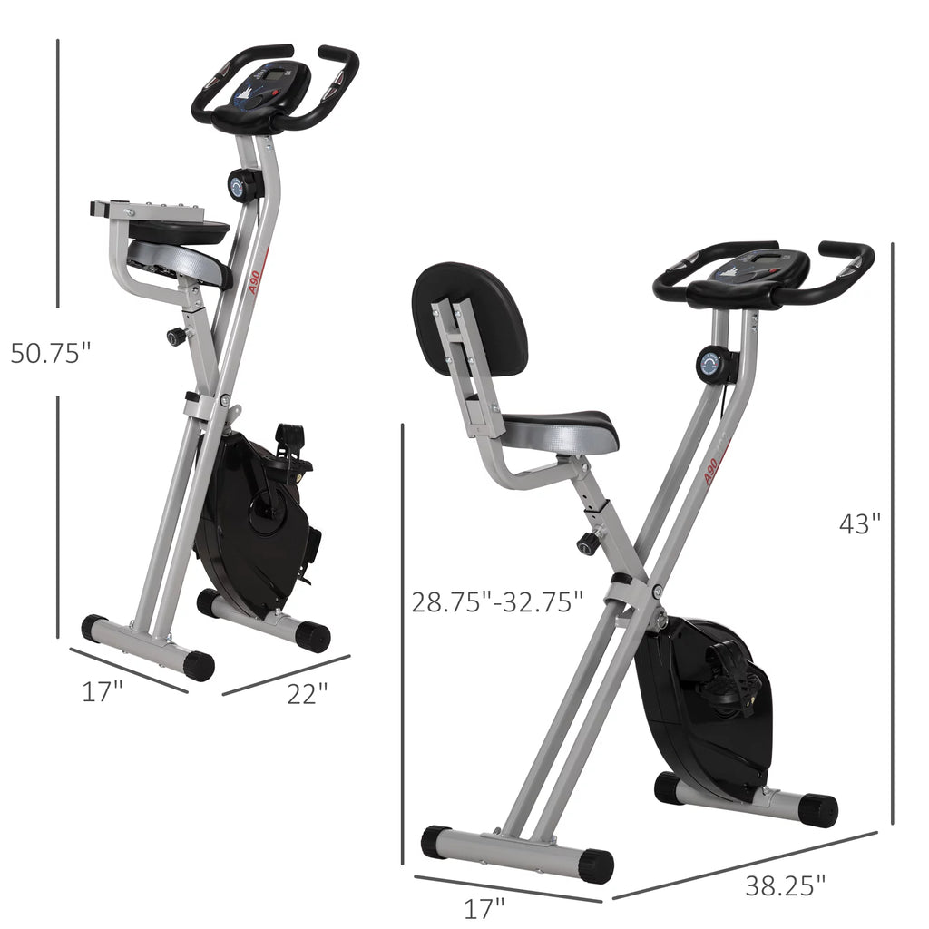 Folding Upright Stationary Exercise Bike with 8 Levels of Magnetic Resistance U7708