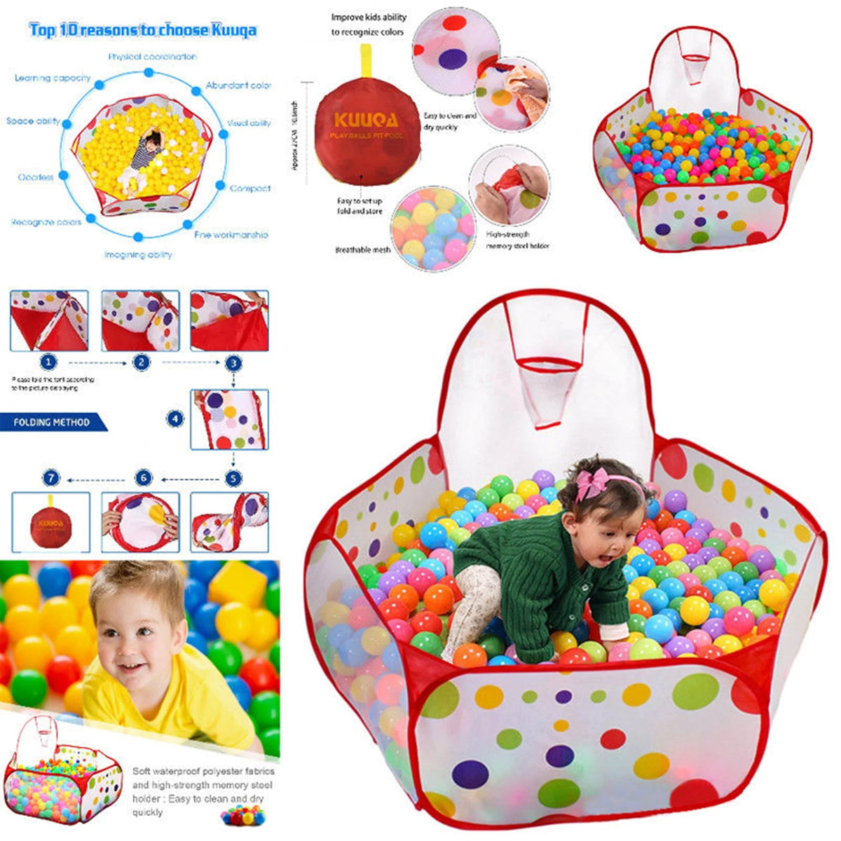 Baby Ball Pit Play Tent with Basketball Hoop Y12004
