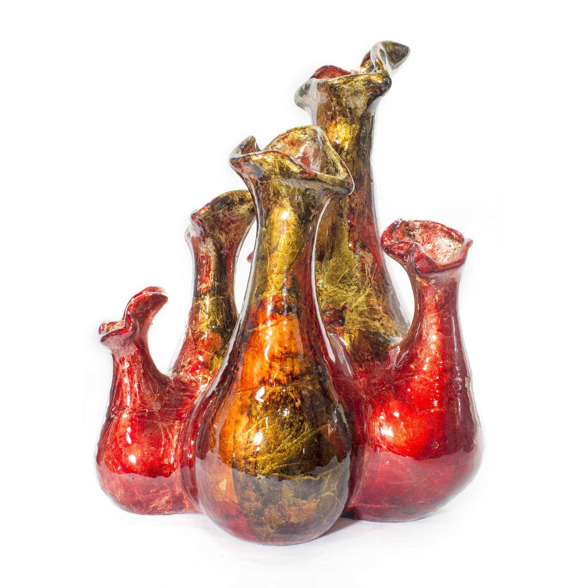 Copper Red Gold Ceramic 5-Bud Vase K402