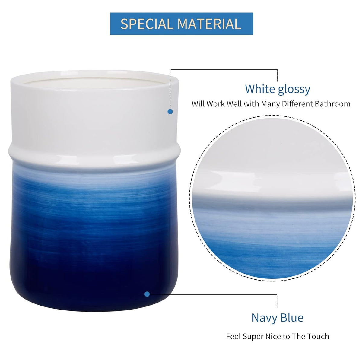 Round Small Navy Blue Trash Can O130441