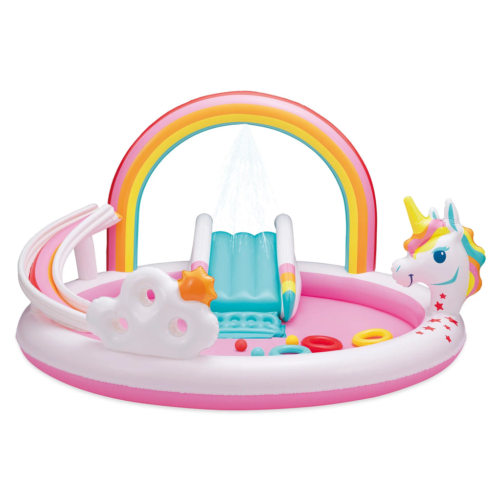 Rainbow Unicorn Kids Splash Pool with Sprinkler W945151