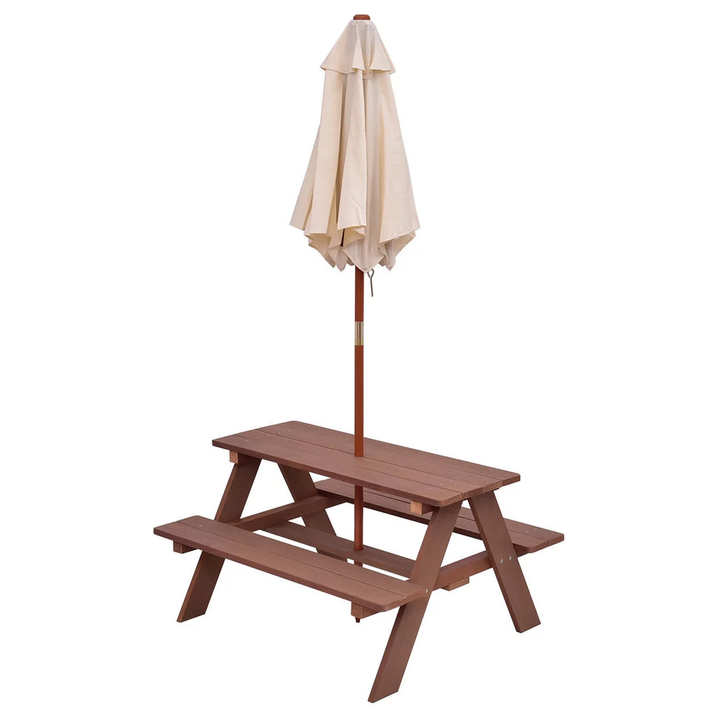 Children Outdoor 4 Seat Kids Picnic Table Bench with Folding Umbrella Z801