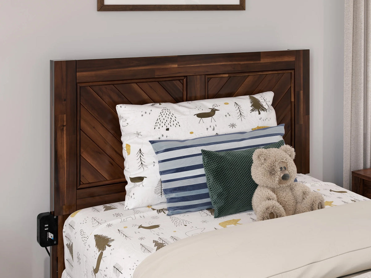 Twin Solid Wood Headboard with Attachable Charger Q26109
