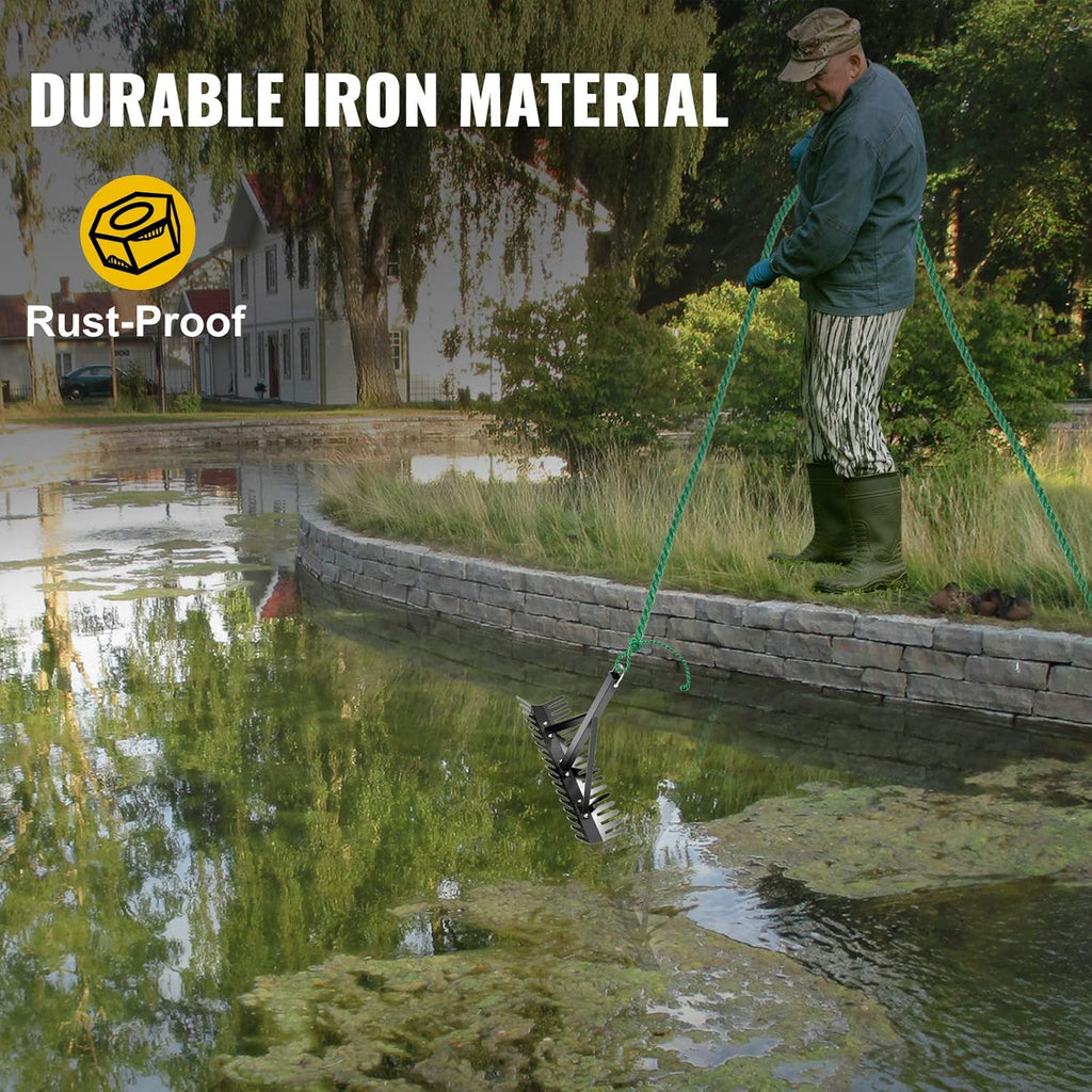16 inch Double Sided Aquatic Weed Rake with 66ft Rope W1137