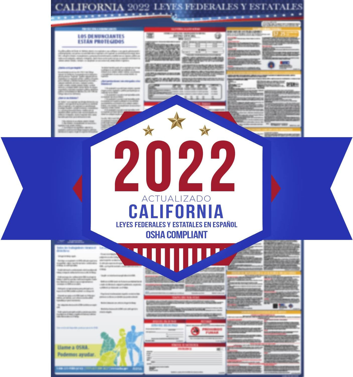 California State and Federal Labor Laws Poster English & Spanish 24 x 36 Laminated F3077