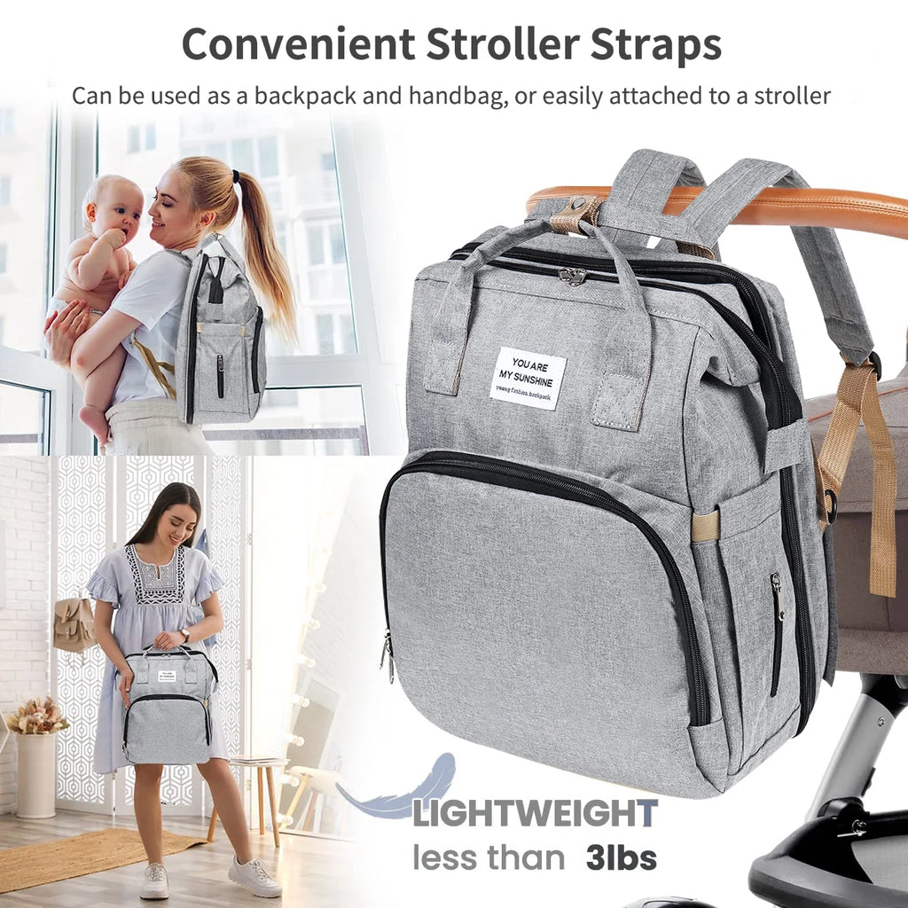 Waterproof 3 in 1 Diaper Bag Backpack with Changing Pad V220