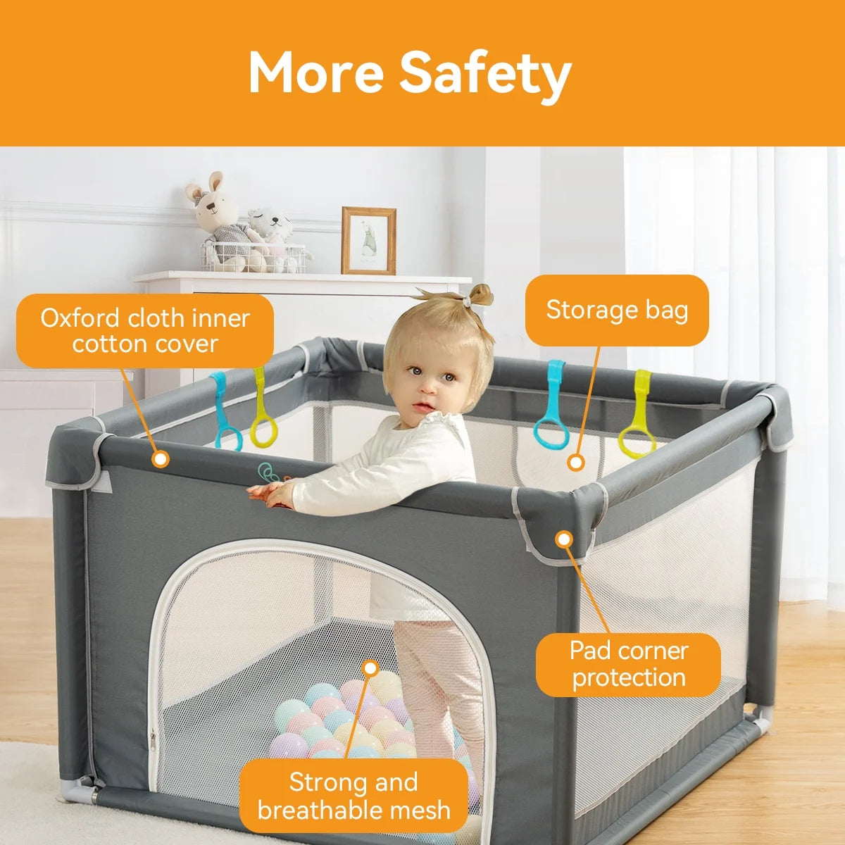 Portable Soft Mesh Baby Playpen M724057