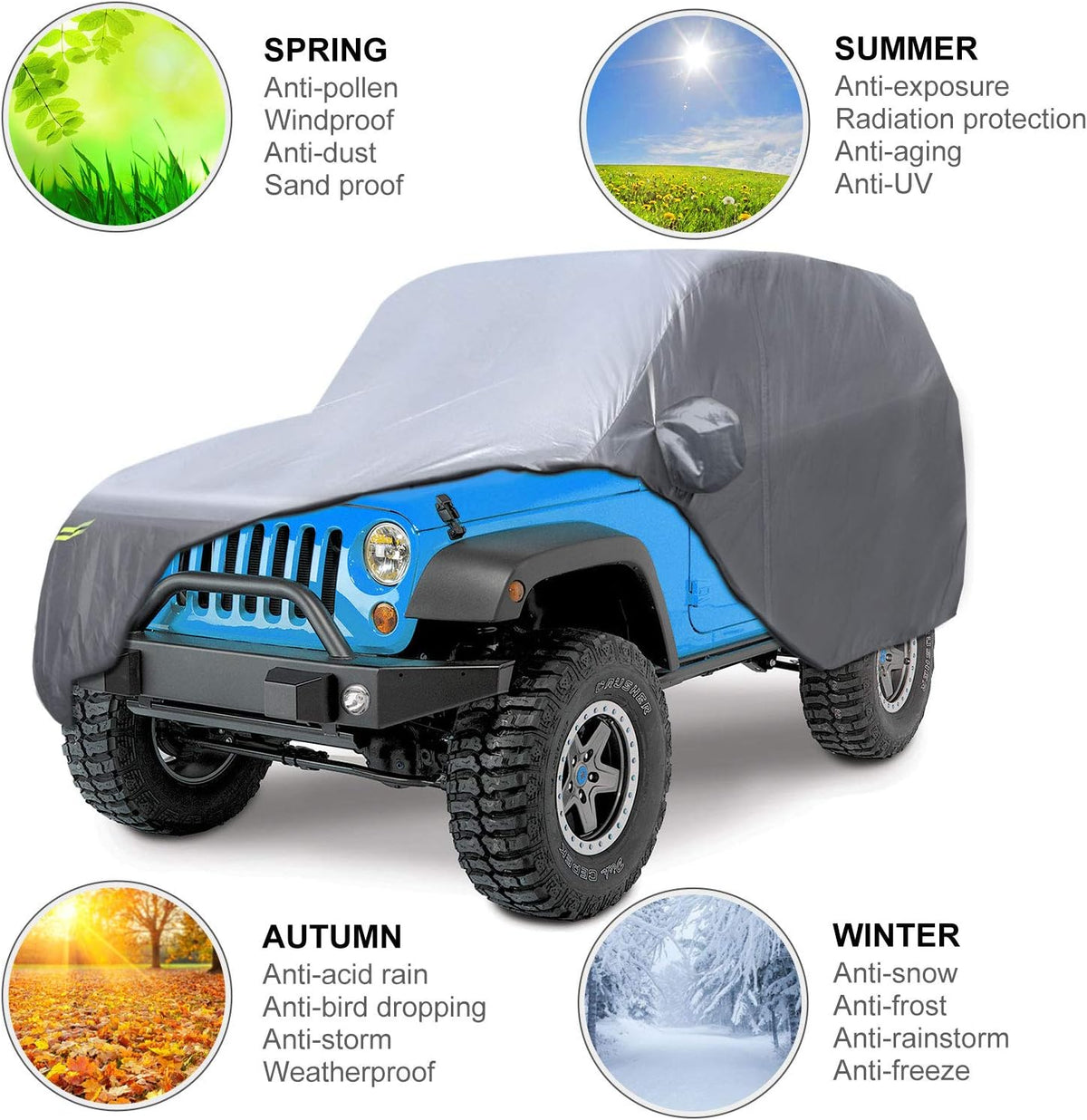 Waterproof 2 Door Car Cover with Windproof Straps B937829