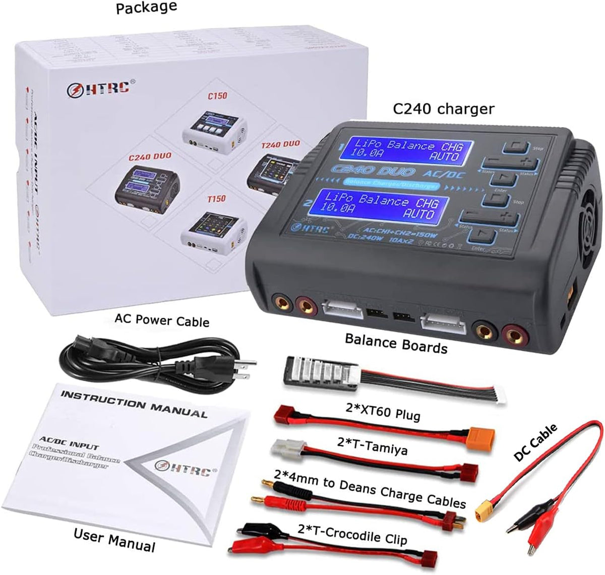 Dual LiPo Balance Charger 1S-6S AC 150W DC 240W 10A RC Battery Charger T990143