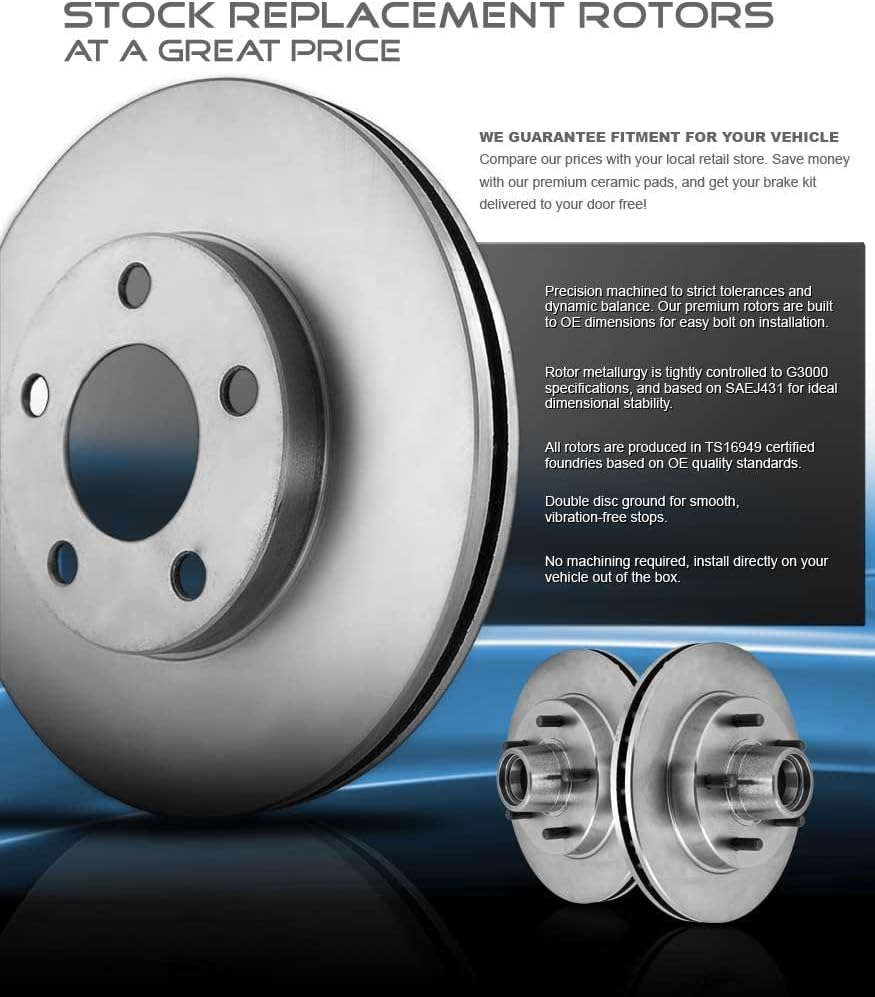 256 mm 4 Lug Brake Disc Rotors + Ceramic Brake Pads + Hardware Z702868