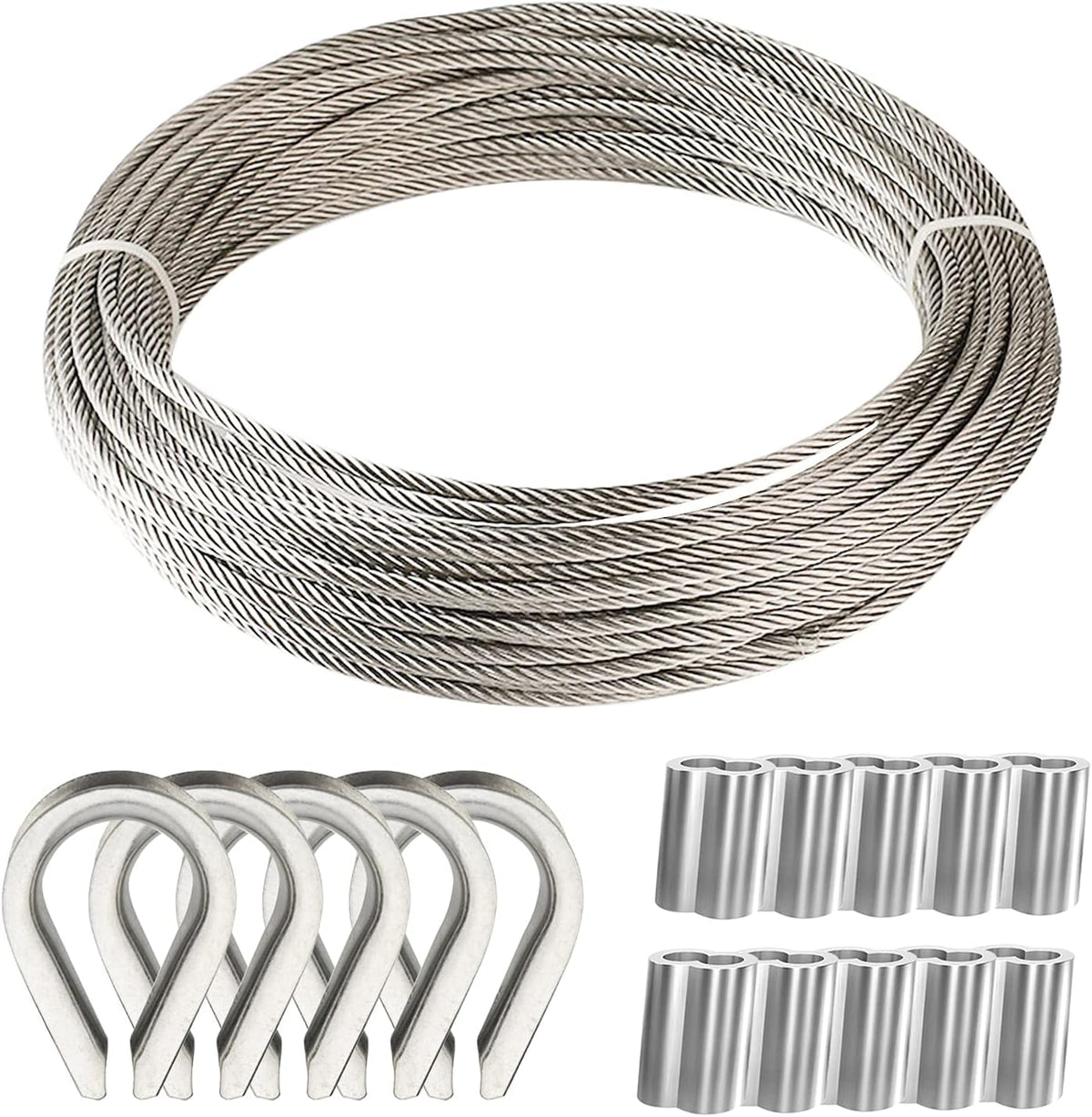 T316 Stainless Steel Wire Rope Cable 1/8 7x7 100Feet Q869323