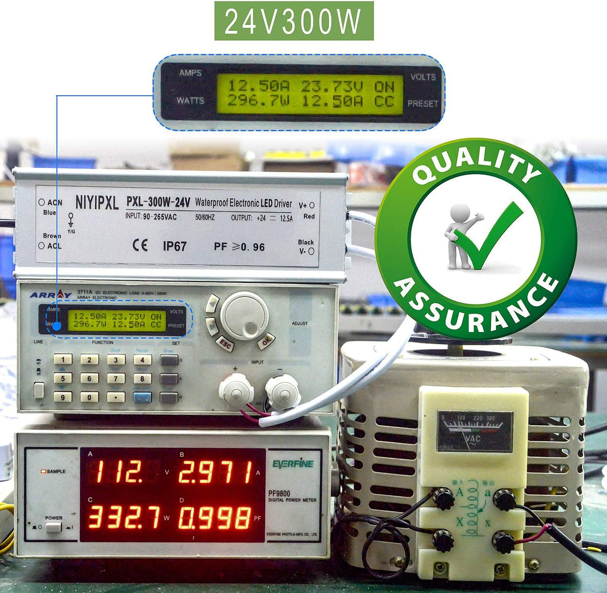 300W 24V DC Waterproof IP67 LED Driver M7361