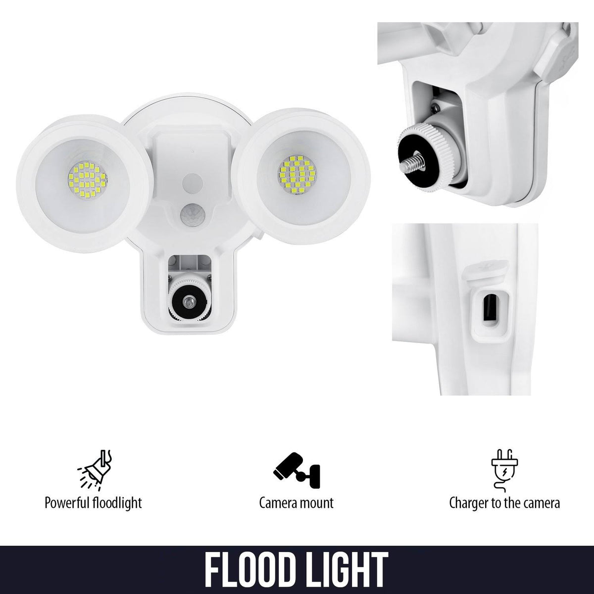 3-in-1 Floodlight, Charger and Mount (White) A986