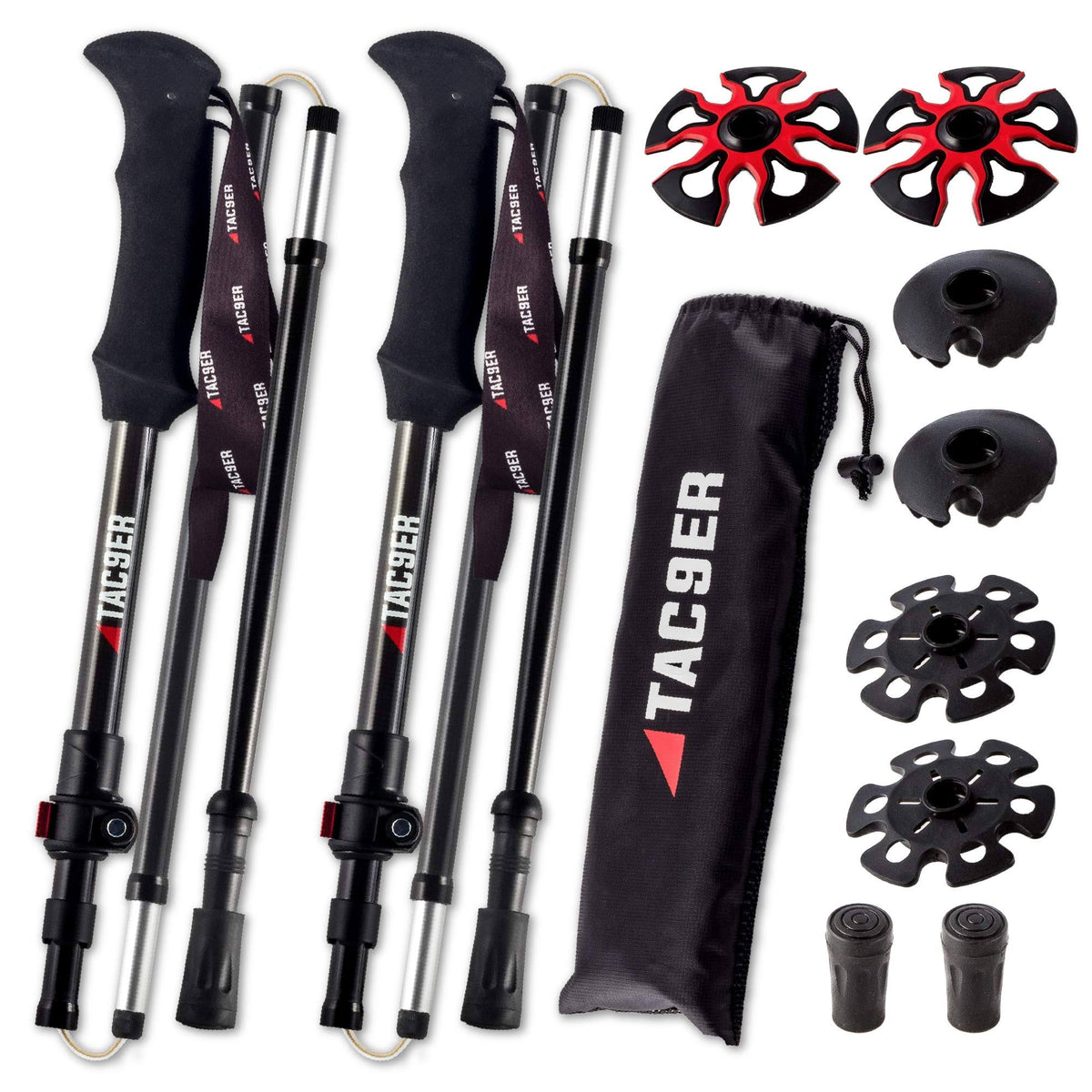 Ultralight Carbon Fiber Adjustable Trekking Poles with Straps N60472
