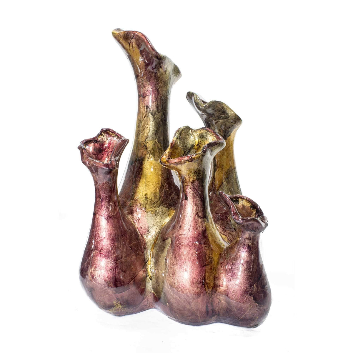 Copper Red Gold Ceramic 5-Bud Vase K402
