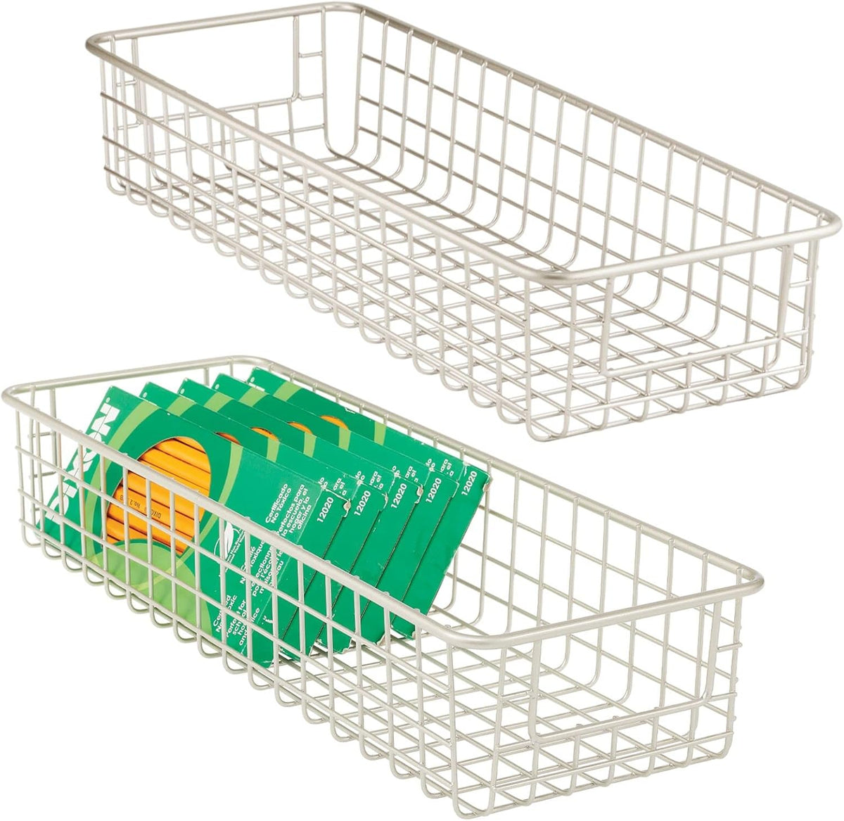 Metal Wire Storage Basket Bin with Handles, 2 Pack Matte Black V996115