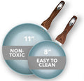 Aluminum Nonstick Ceramic Frying Pan Set 8 Inch and 11 Inch Green R428