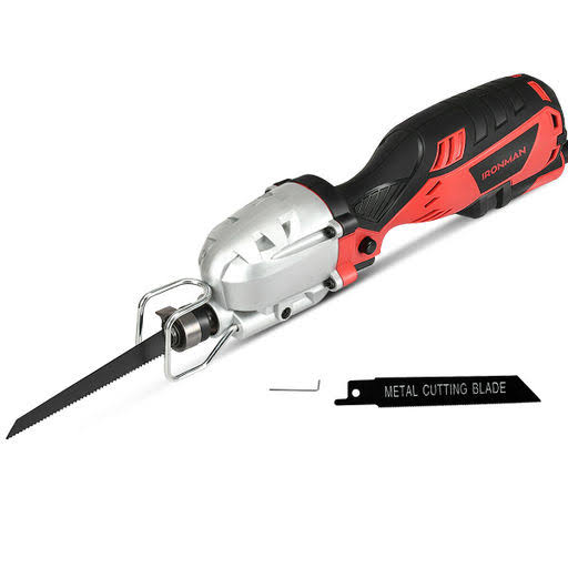 Electric Mini Reciprocating Saw Handheld Wood & Metal Cutting Tool Kit with 2 Blades S14500