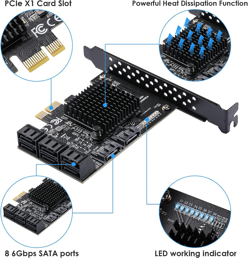 PCIe SATA Card 8 Ports SATA 3.0 Expansion Card C59248