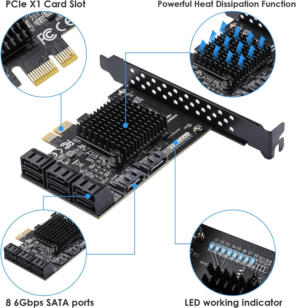 PCIe SATA Card 8 Ports SATA 3.0 Expansion Card C59248
