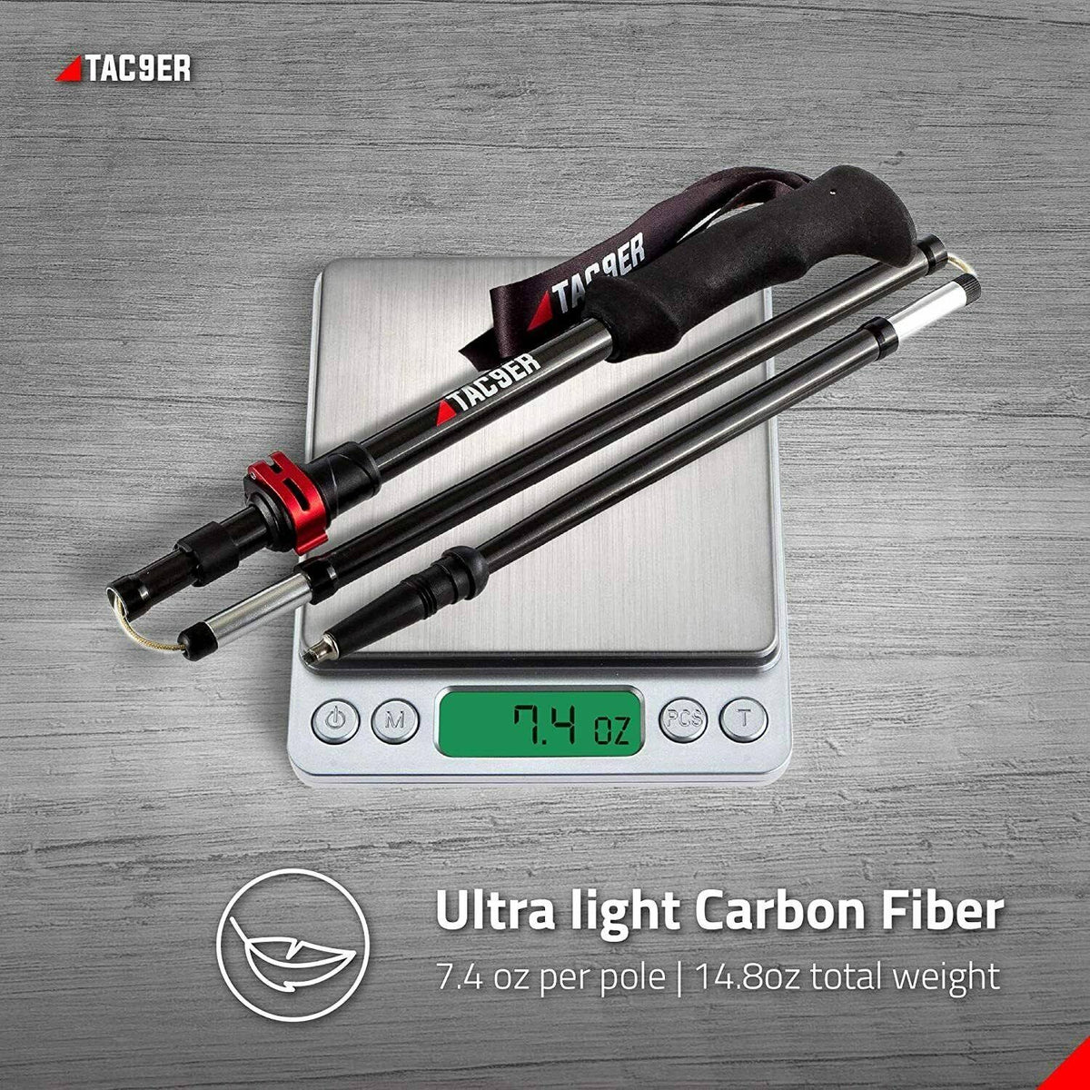 Ultralight Carbon Fiber Adjustable Trekking Poles with Straps N60472