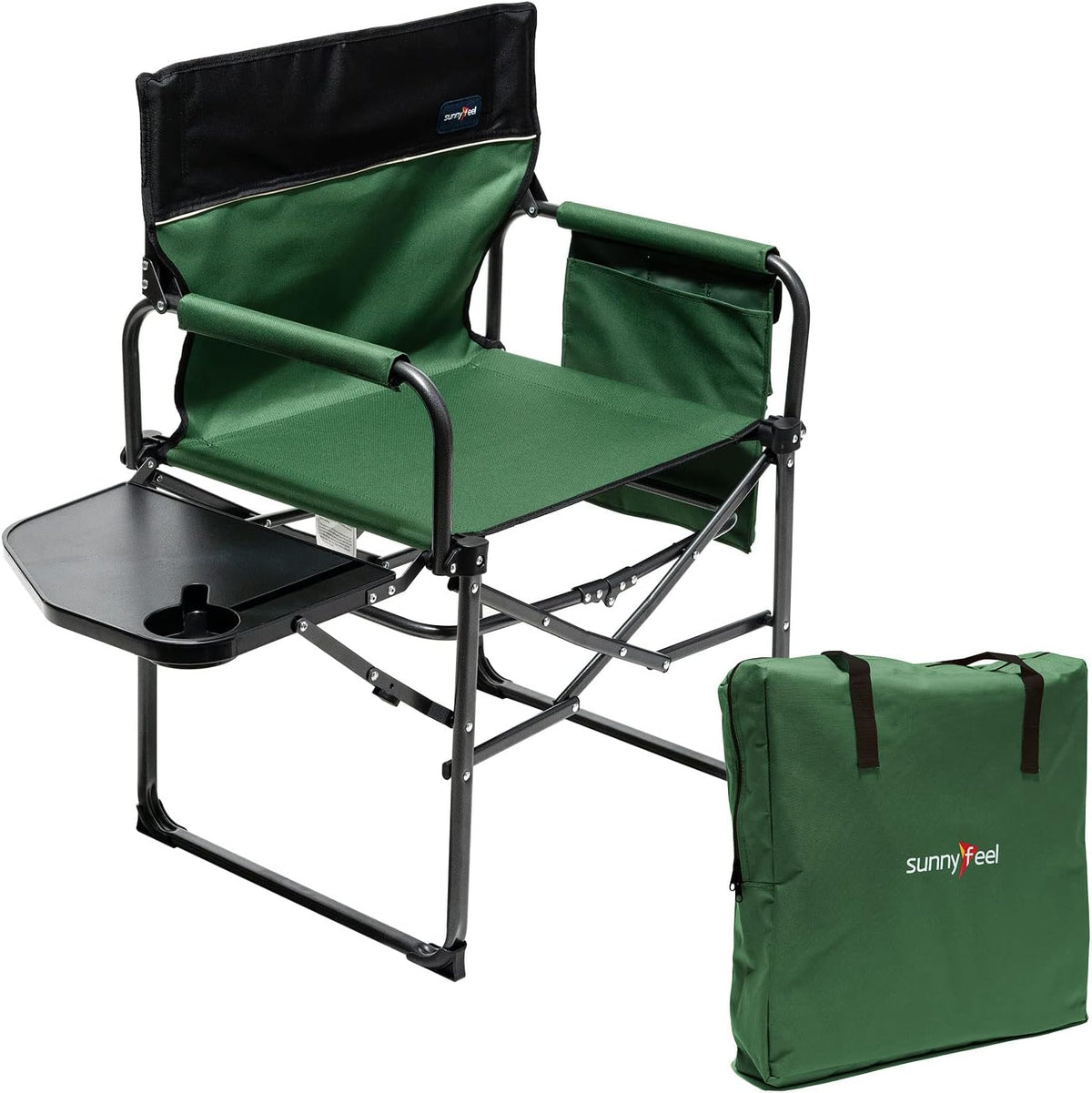 Oversized Heavy Duty Folding Camping Chair with Side Table P363568