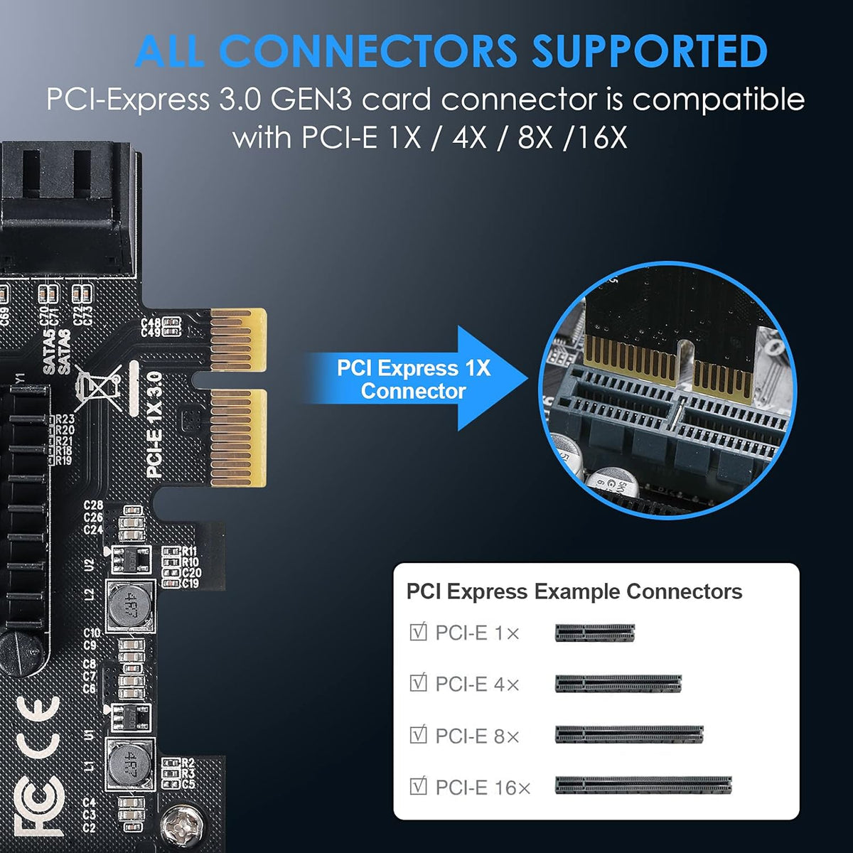 PCIe SATA Card 8 Ports SATA 3.0 Expansion Card C59248