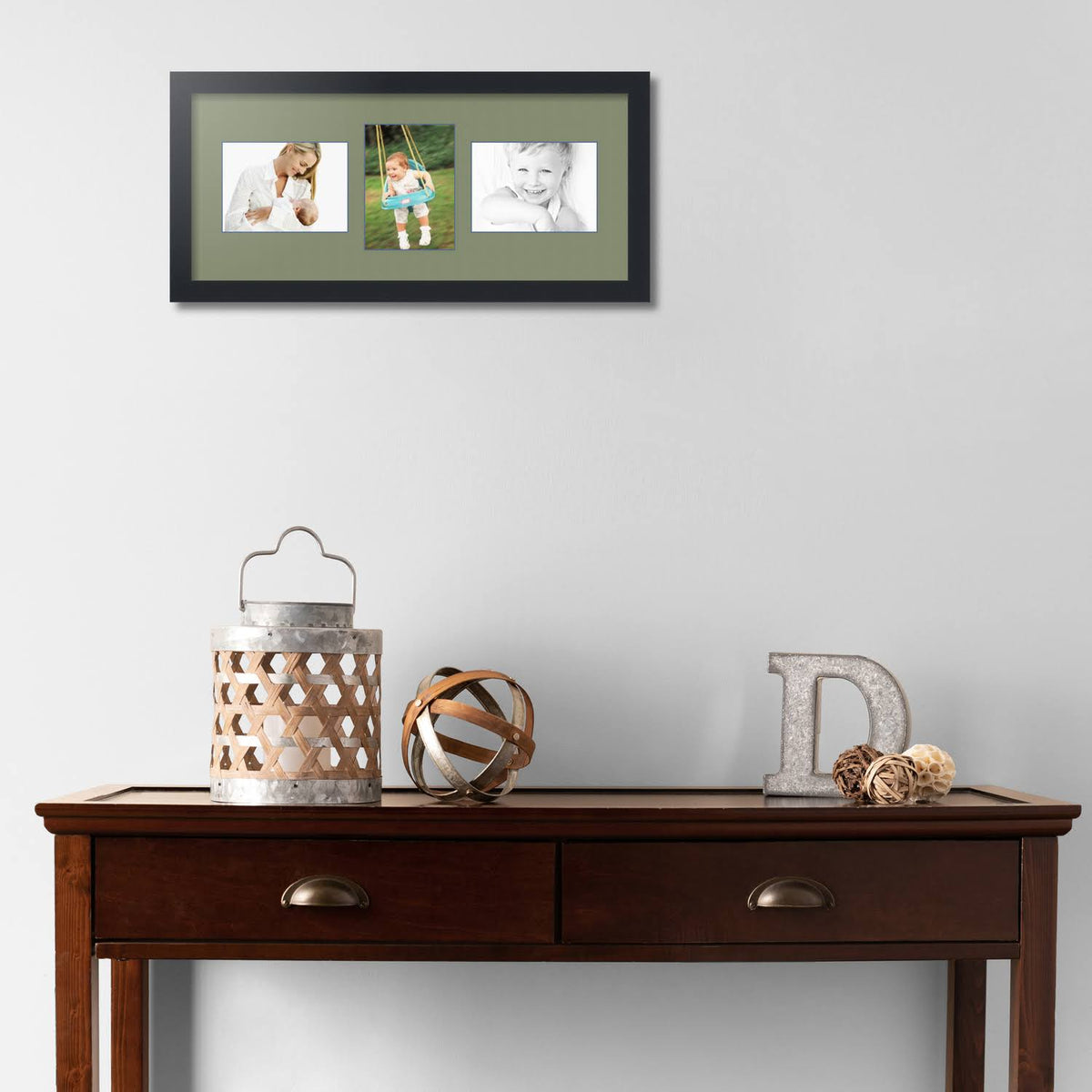 Satin Black Collage Picture Frame with 3 Openings for 5x7 Photos C247992
