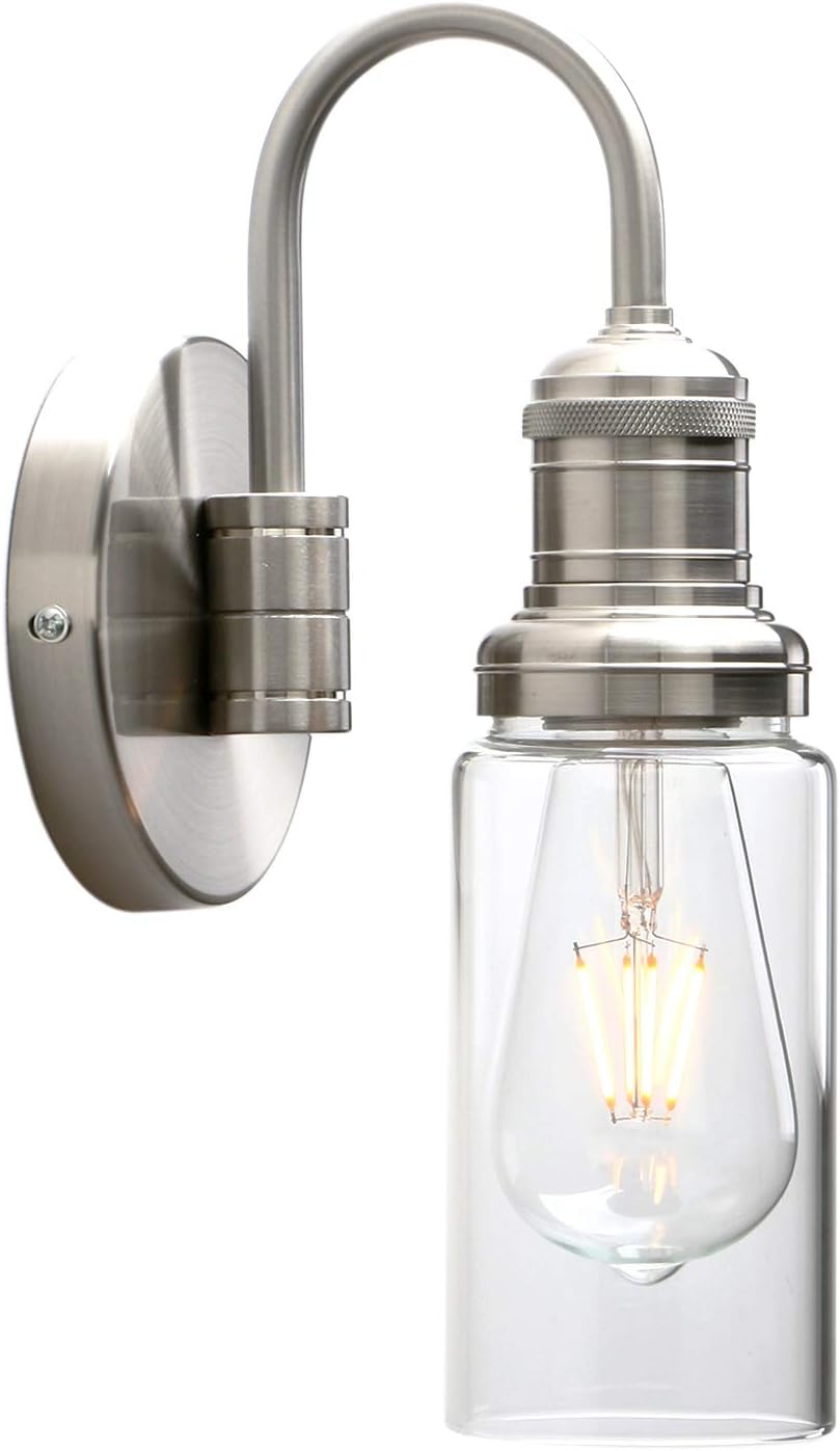 Vintage Gooseneck Wall Sconce with Clear Glass Shade Q10139