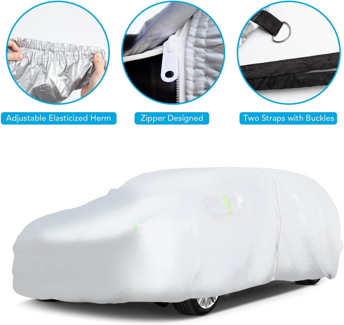 6 Layers All Weather Waterproof Car Cover with Zipper Y934