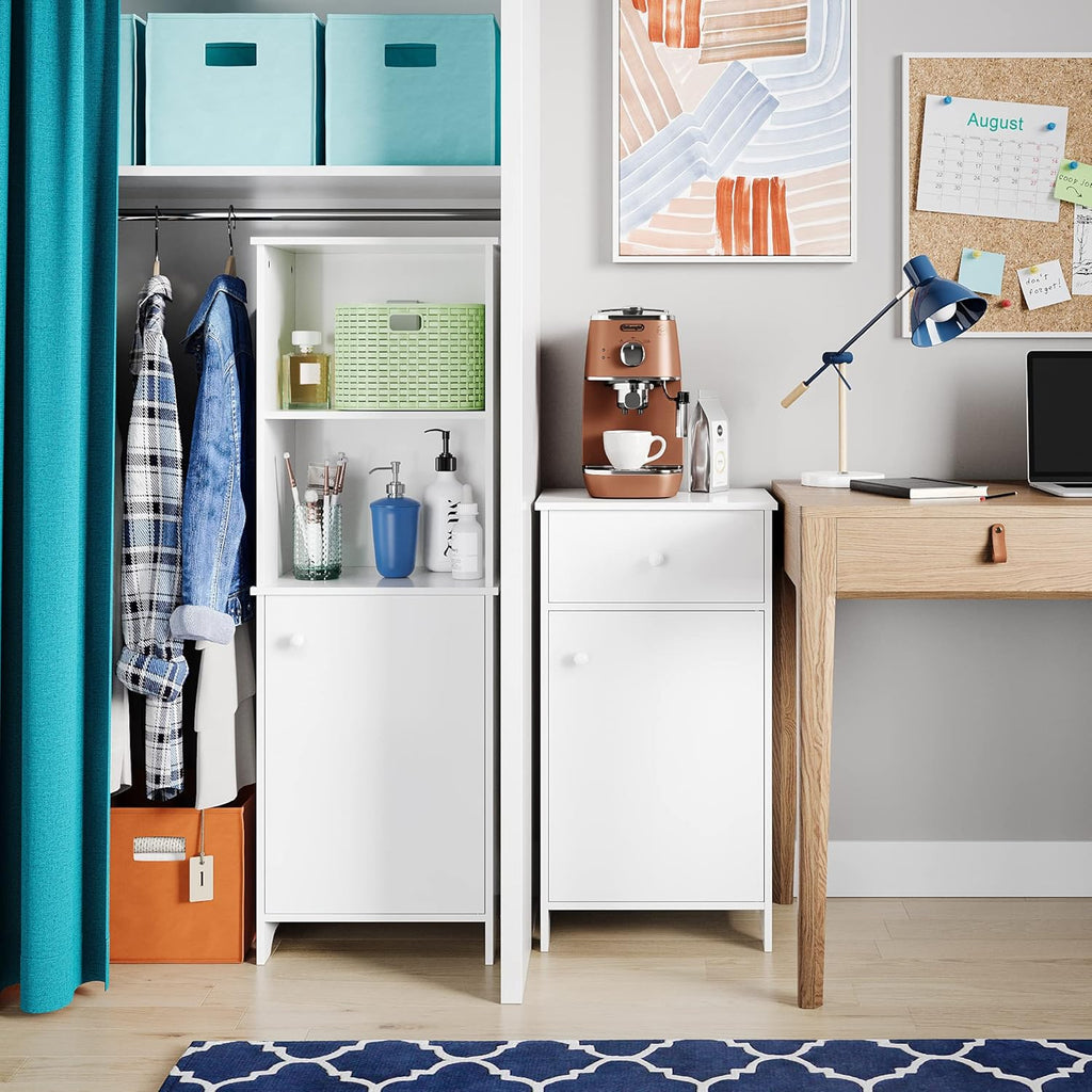 White Bathroom Floor Cabinet H74664