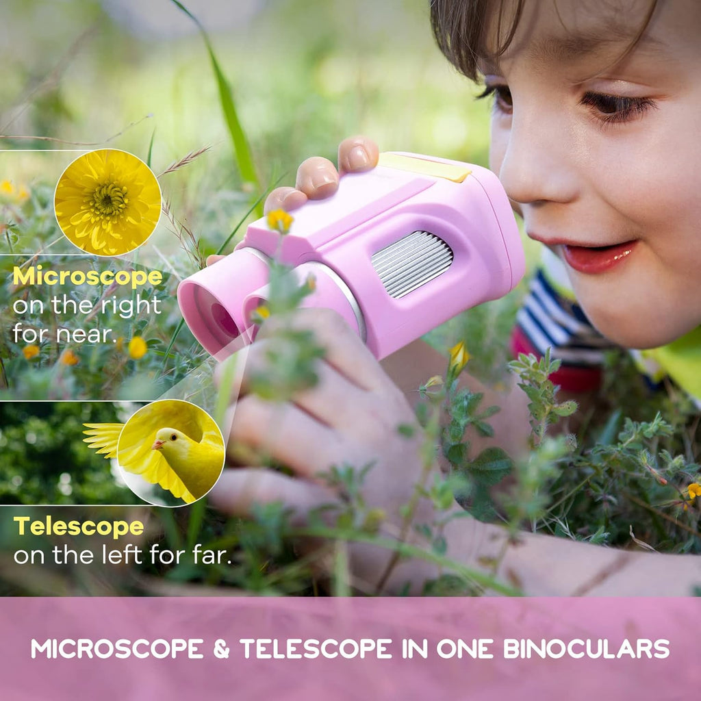 Portable Handheld Kids Microscope 2 LCD Pink X7757
