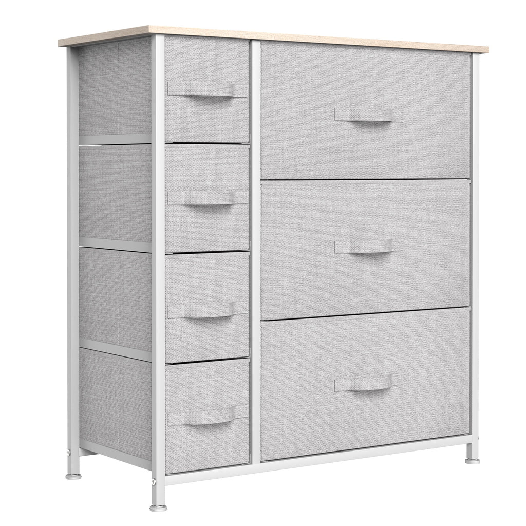 Light Gray 7 Drawer Fabric Dresser N4951