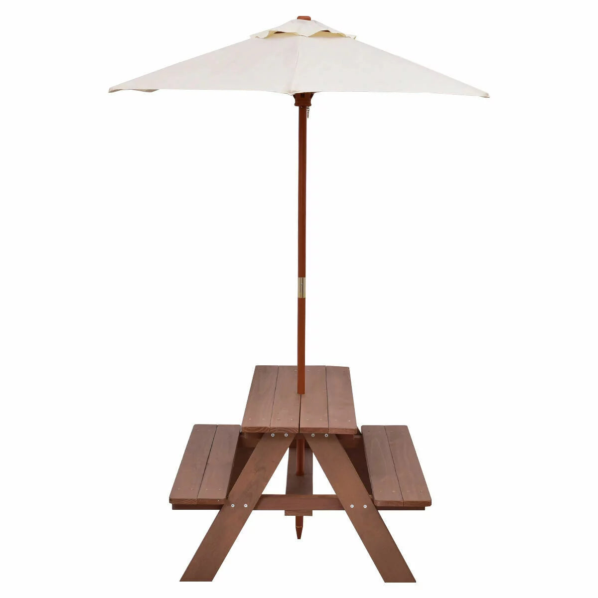 Children Outdoor 4 Seat Kids Picnic Table Bench with Folding Umbrella Z801