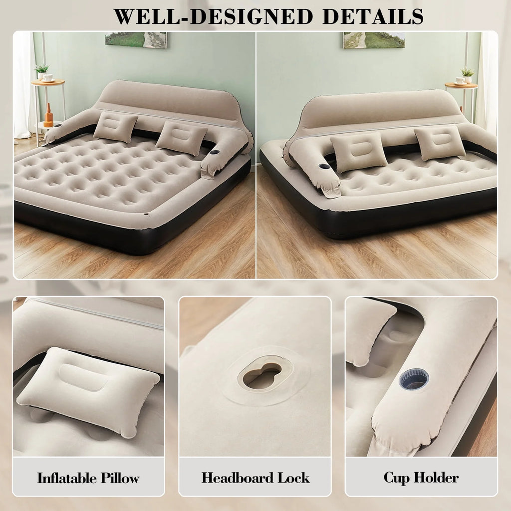 King Size Inflatable Air Mattress with Headboard L309