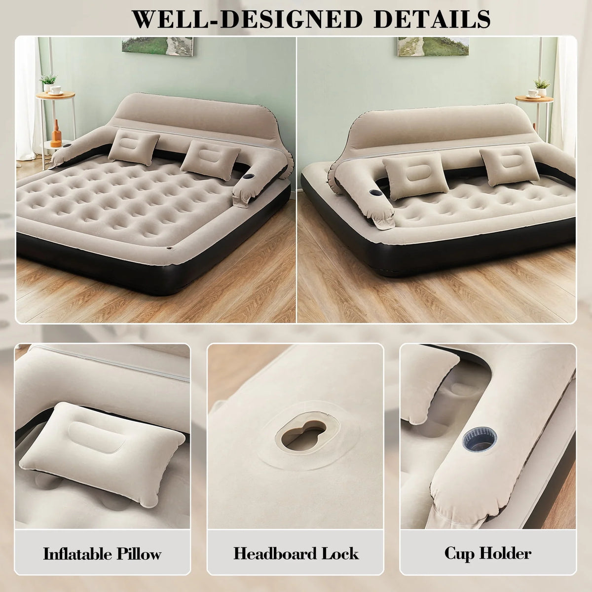 King Size Inflatable Air Mattress with Headboard L309